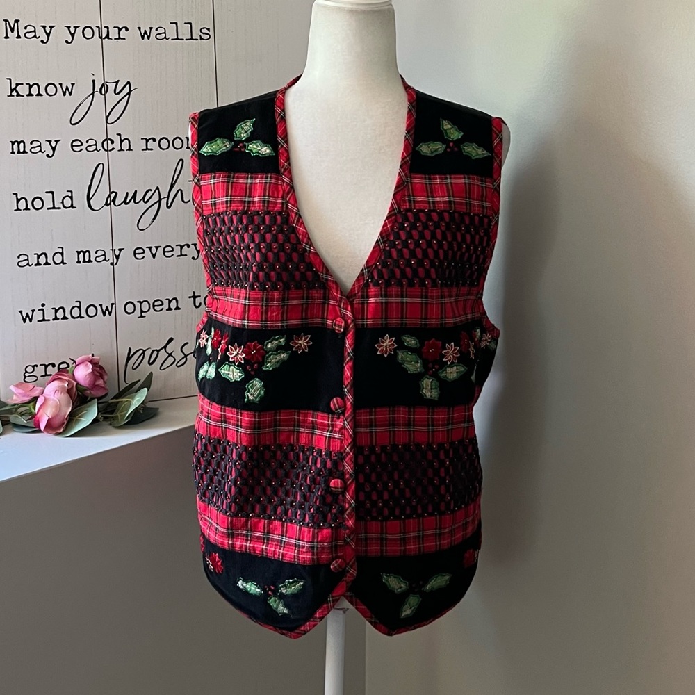 Tantrums Red and Black Plaid Vest